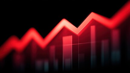 A red line graph with a black background