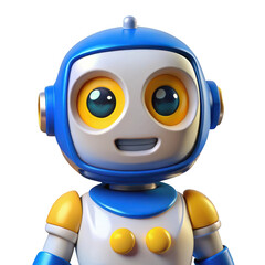 Cartoon robot with blue and yellow accents