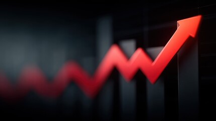 A red arrow is pointing upwards on a black background