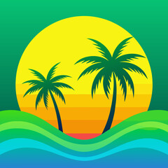 palm tree on the beach vector