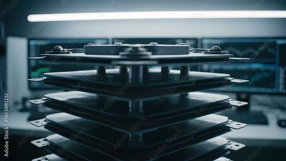 Poster industrial cooling system with data analysis background in a high tech environment