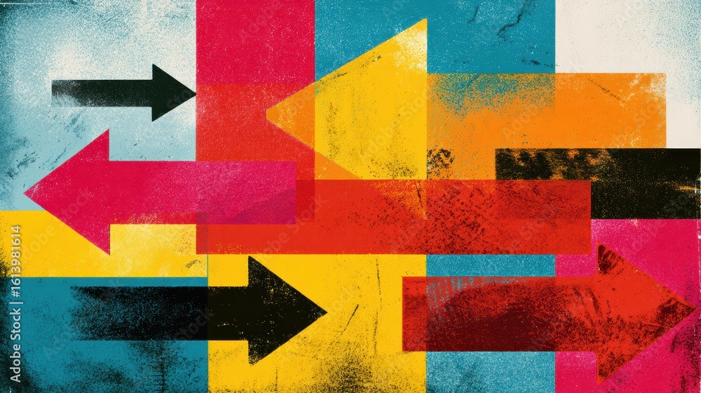 Poster vision board featuring career path arrows in empowering colors with a clean design in the top left c