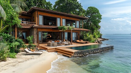 Luxury beachfront house with modern design