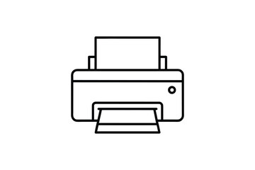 Simple Printer Icon Line Art Silhouette