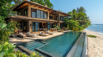 Luxury beachfront home with infinity pool