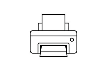 Simple Printer Icon Line Art Silhouette