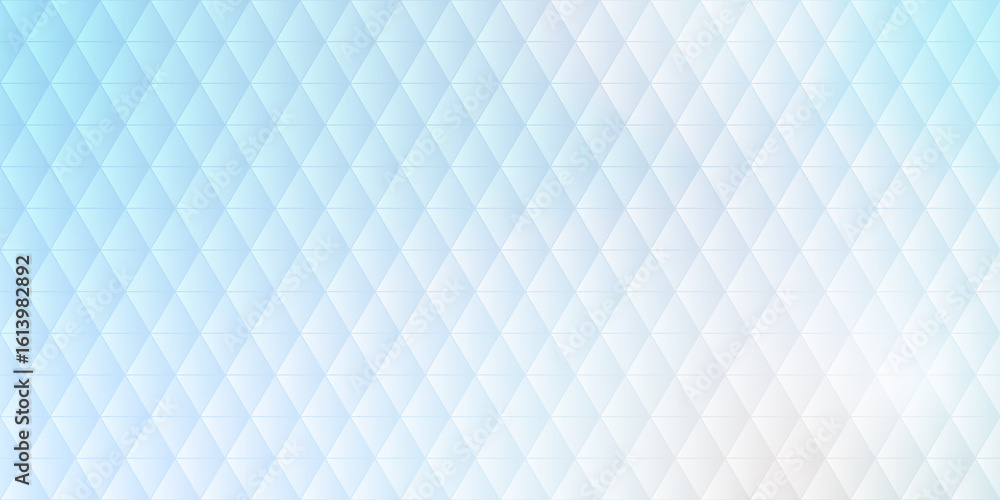 Poster abstract background of halftone triangles, geometric texture in gradient white-blue color for design