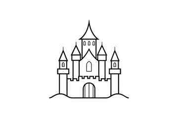 Fairytale Castle Line Art Silhouette Illustration