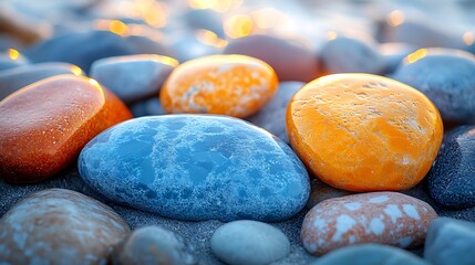 Colorful stones on beach sand