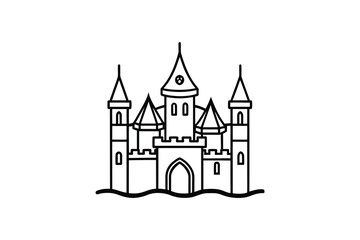 Fairytale Castle Line Art Silhouette Illustration