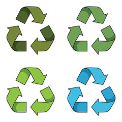 Obraz premium Four Recycle Symbols in Different Colors
