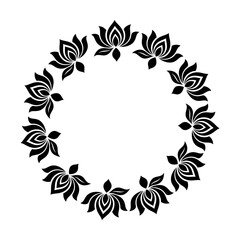 Ten Black Lotus Flowers in Circular Mandala – Symmetrical Vector Design with Ornamental Petal Detail