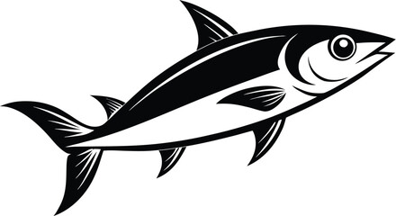Sardine fish silhouette, seafood line art, minimal marine vector, ocean animal drawing, aquatic illustration design