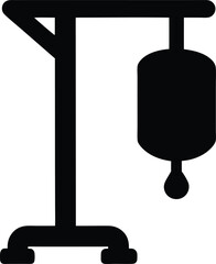 Intravenous Fluid Therapy Stand Medical Equipment Healthcare Symbol Treatment Hospital Infusion Solution Icon Illustration Vector Graphics Black and White Minimalist Design