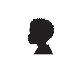Silhouette of a young black boy's head with short curly hair style