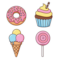 Cute Cartoon Dessert Icons