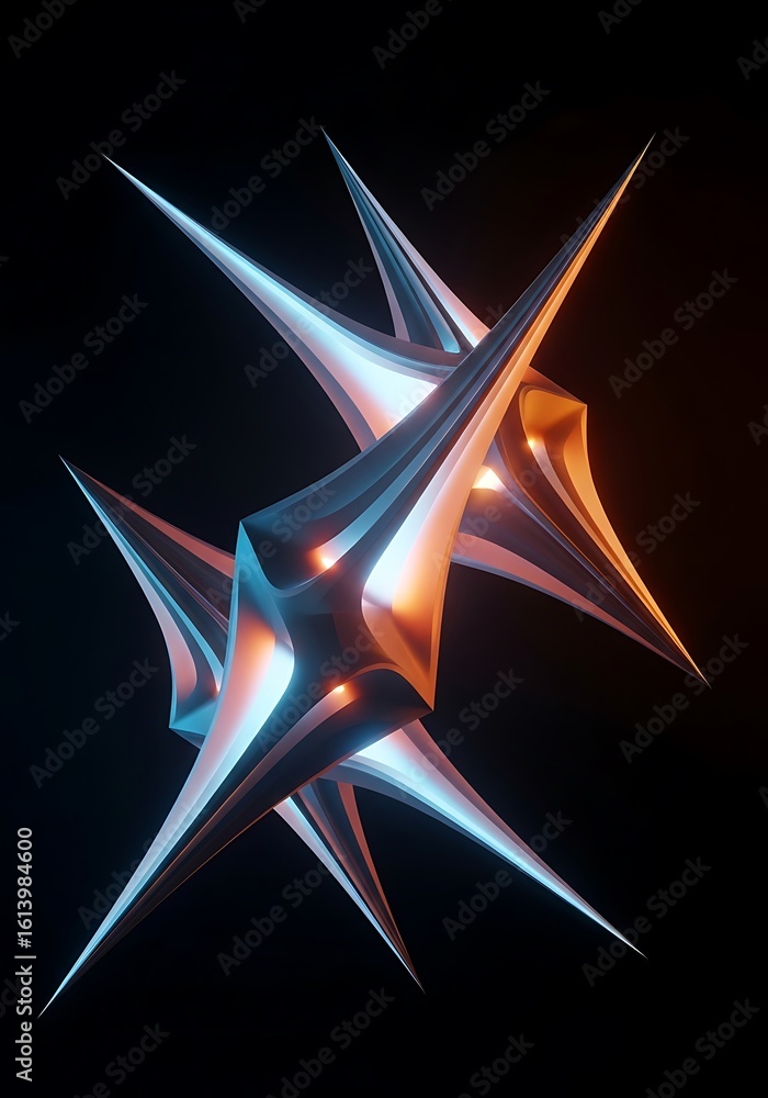 Poster abstract spiky formation with dual lighting creating dimension and depth