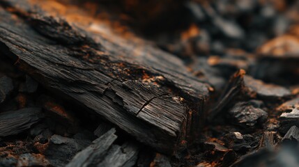 Fototapeta premium Close-up of Charred Wood Textures and Details