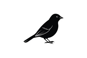 Elegant Black Bird Illustration A Simple and Striking Silhouette Design on White Background silhouette