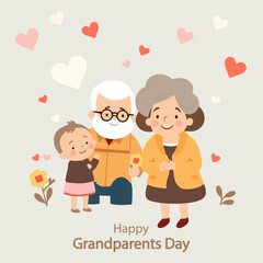 Grandparents day happy granddaughter, vector art illustration.