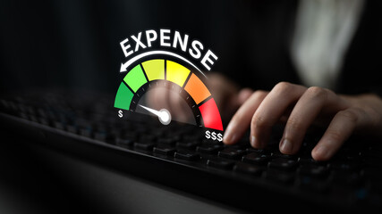 Expense control concept visualizing expense, cost, and spending with emphasis on budgeting, cost...