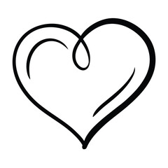 Brush ink heart symbol outline vector