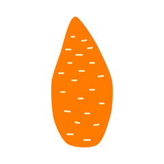 Cute hand drawn flat sweet potato batat isolated on white background. Healthy vegetarian food. Summer and autumn harvest.