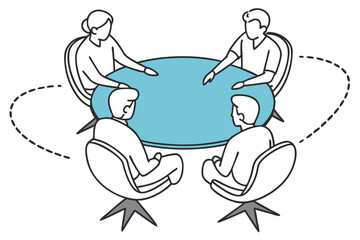 Minimalist Abstract Figures Icon Four People Silhouette on white background