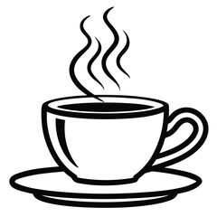 Steaming Cup Minimalist Black and White Icon silhouette on white background