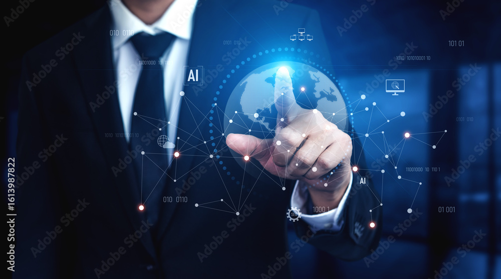 Poster global ai network showing connection between ai, global, and network elements across the digital wor