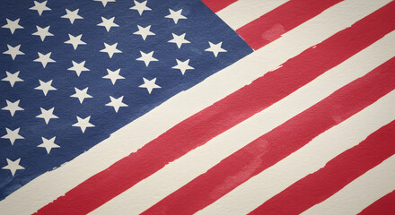 Patriotic American Flag:  Textured, Vintage Style, Close-Up Detail, Red, White, and Blue.