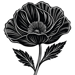 Fototapeta premium Poppy Flower Silhouette Design Floral Vector Graphic silhouette on white background