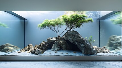 Indoor aquarium landscape