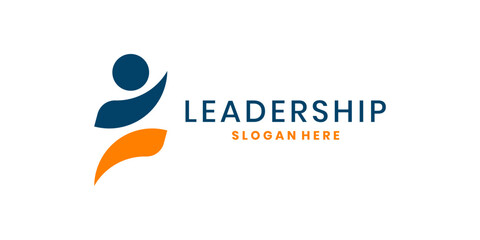 Modern leadership logo design with abstract human figure