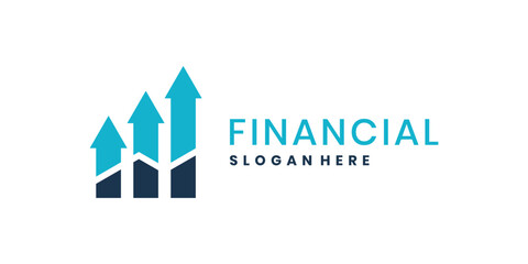 Financial growth logo design with up arrow bar chart