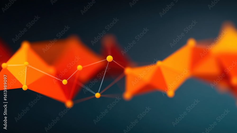 Poster a series of orange triangles are connected by lines