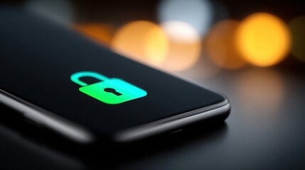 A phone with a green lock icon on it