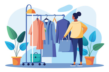 Clothing Rack with Garments Silhouette Vector Design silhouette on white background