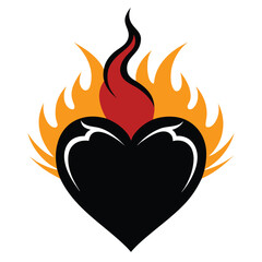 Heart with flames