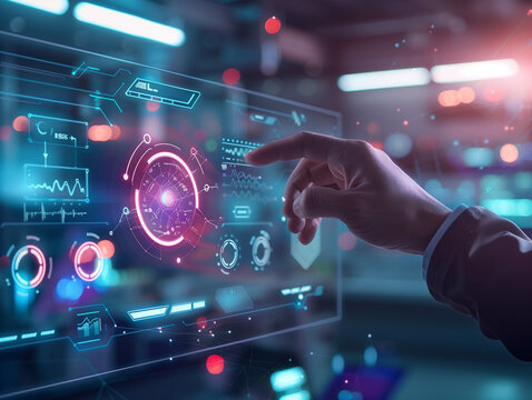 Innovative technology interface with intuitive digital dashboard for smart data analysis and modern business