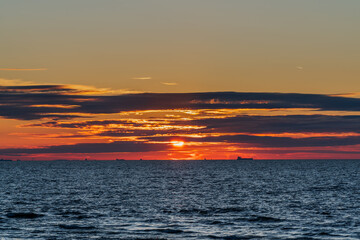 Sunset over Gdansk Bay in Poland