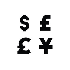 Silhouette of a currency symbol pack 