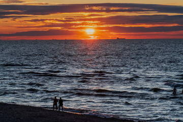 Sunset over Gdansk Bay in Poland