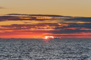 Sunset over Gdansk Bay in Poland