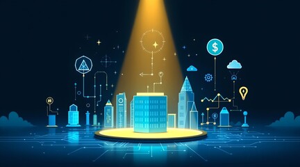 the future of finance position a symbolic representation of the financial industry with the latest technology advancements
