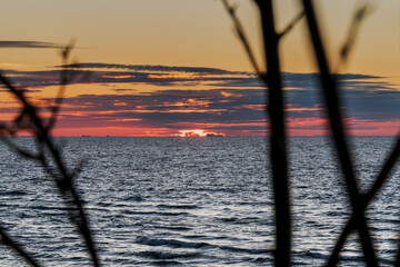 Sunset over Gdansk Bay in Poland