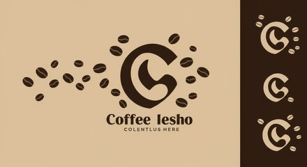 Elegant coffee logo with abstract 'C' design and flowing coffee beans graphic concept