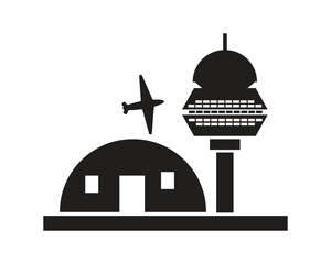 Creative style Airport Control Tower Logo And Icon silhouette vector