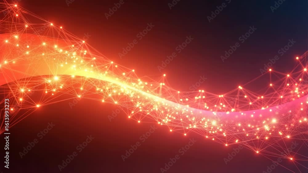 Poster a vibrant abstract background featuring a glowing network of interconnected nodes and lines. perfect