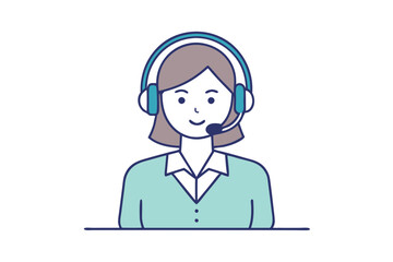 Call Center Female Representative Vector Drawing
